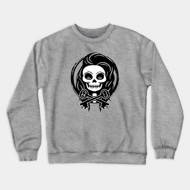 Locksmith Skull and Keys Black Logo Crewneck Sweatshirt by Nuletto